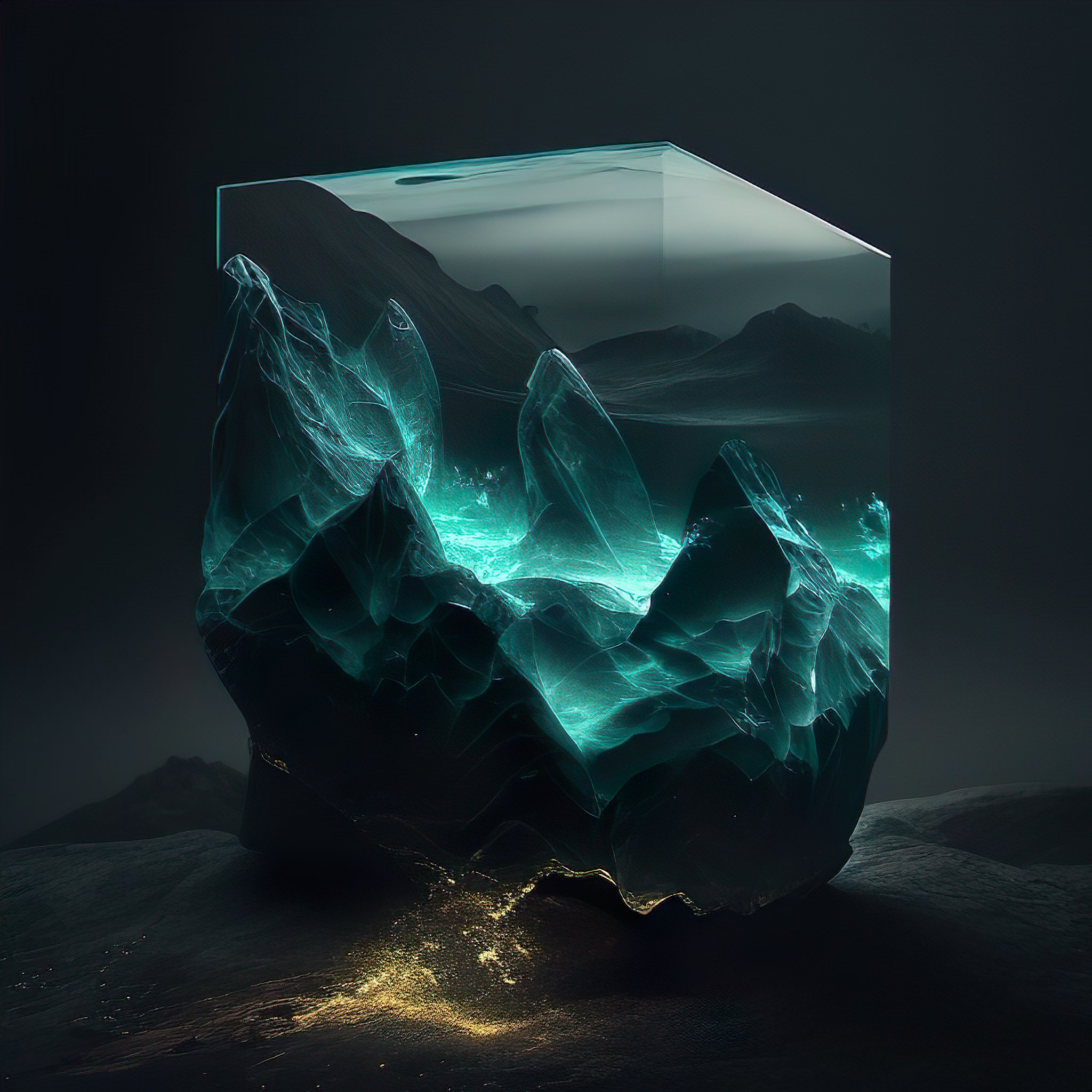 dark ui ux fintech ultra hd 8k giant diamond raw emerald cristals out of ground misty mountains crystal 3 1 1